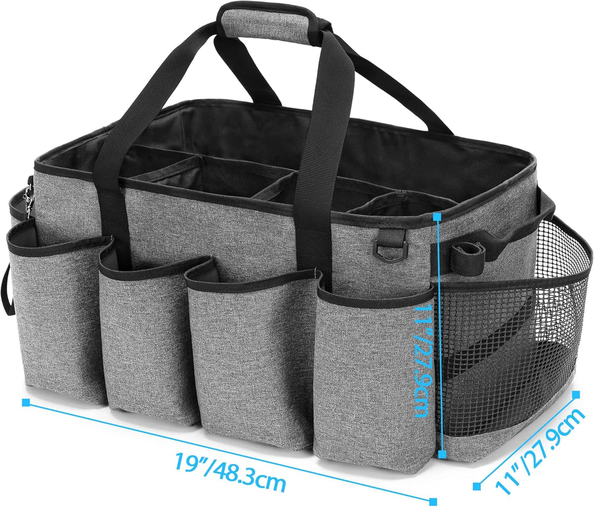 Extra-Large Cleaning Caddy with Handles & Multi Pockets | Large Capacity Tote Bag for Cleaning Tools & Products Storage, Cleaner Organizer for Car, Home & Housekeeping Work, Black