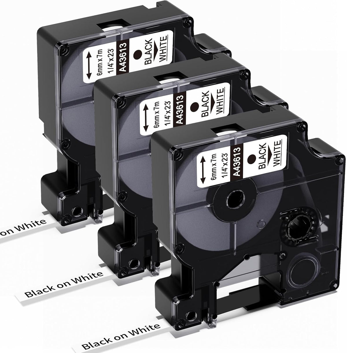 3-Pack Label Maker Tape Compatible with DYMO D1 Label Tape 45013 S0720530 Replace for D1 A45013 Refills, Black on White, 1/2 In x 23Ft, for Dymo LabelManager 160 420P 210D 280 360D PnP 220P 260P 500TS