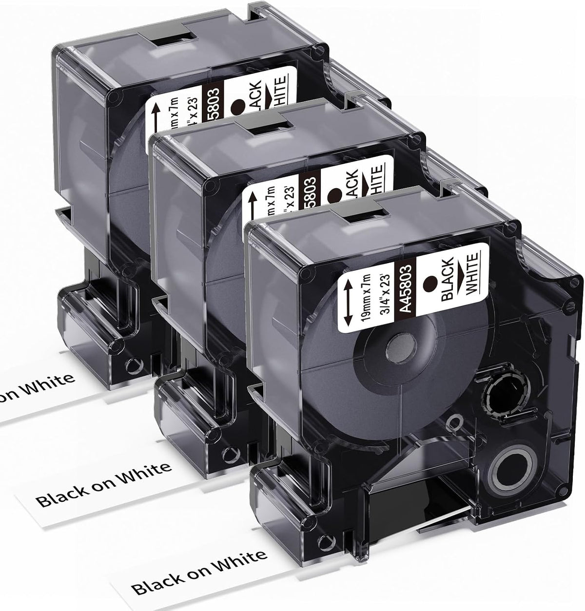 3-Pack Label Maker Tape Compatible with DYMO D1 Label Tape 45013 S0720530 Replace for D1 A45013 Refills, Black on White, 1/2 In x 23Ft, for Dymo LabelManager 160 420P 210D 280 360D PnP 220P 260P 500TS