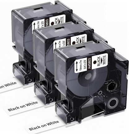 3-Pack Label Maker Tape Compatible with DYMO D1 Label Tape 45013 S0720530 Replace for D1 A45013 Refills, Black on White, 1/2 In x 23Ft, for Dymo LabelManager 160 420P 210D 280 360D PnP 220P 260P 500TS