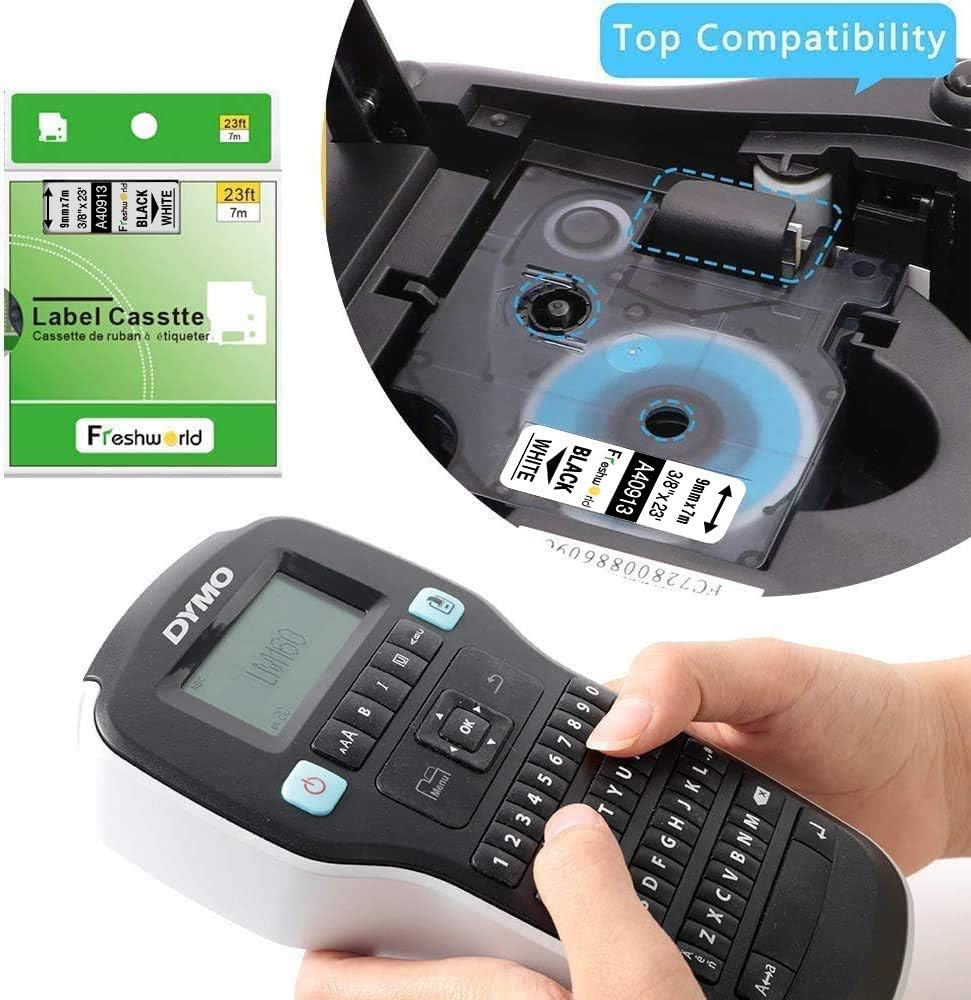 3-Pack Label Maker Tape Compatible with DYMO D1 Label Tape 45013 S0720530 Replace for D1 A45013 Refills, Black on White, 1/2 In x 23Ft, for Dymo LabelManager 160 420P 210D 280 360D PnP 220P 260P 500TS