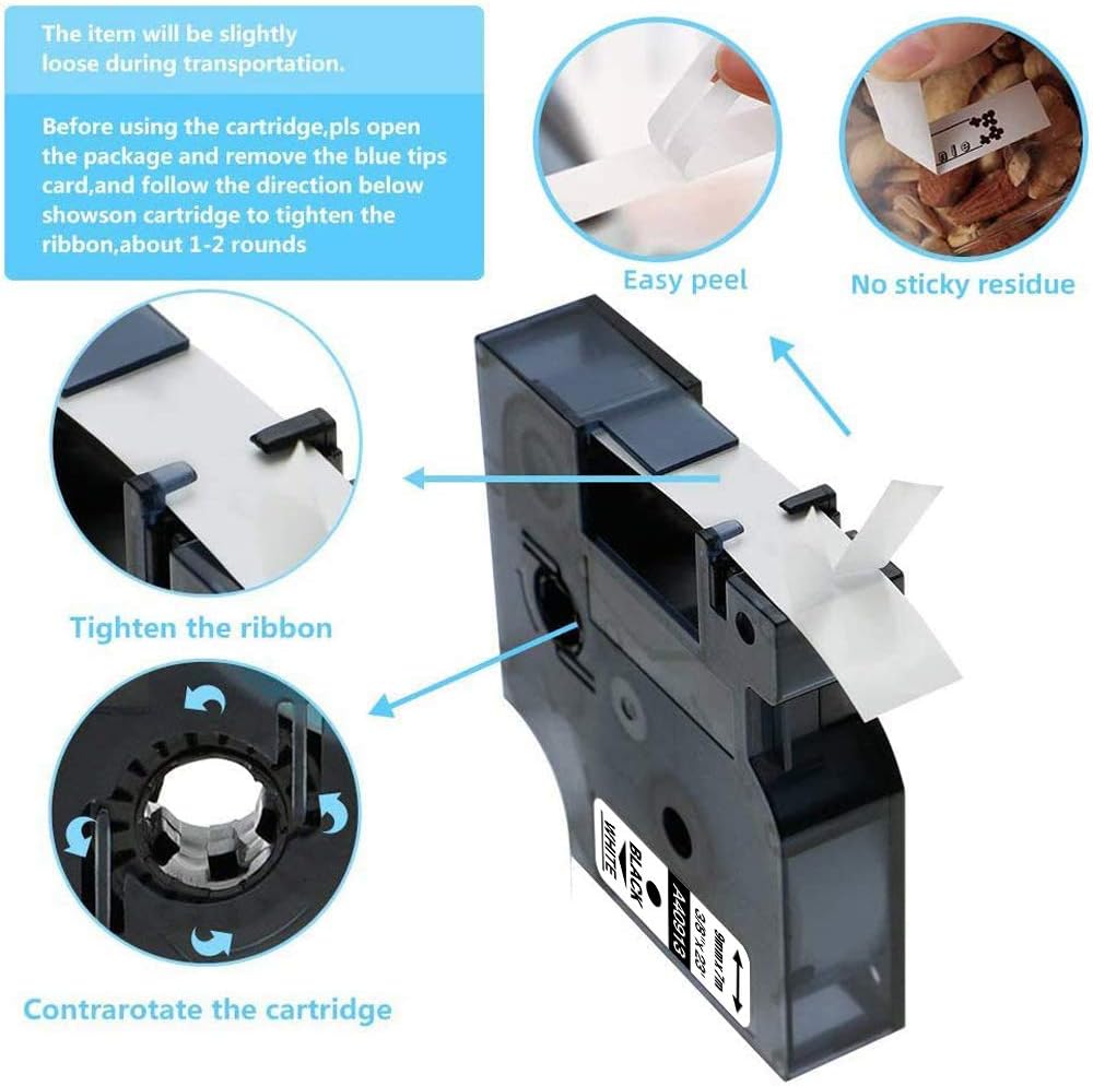 3-Pack Label Maker Tape Compatible with DYMO D1 Label Tape 45013 S0720530 Replace for D1 A45013 Refills, Black on White, 1/2 In x 23Ft, for Dymo LabelManager 160 420P 210D 280 360D PnP 220P 260P 500TS
