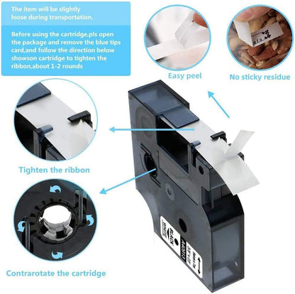 3-Pack Label Maker Tape Compatible with DYMO D1 Label Tape 45013 S0720530 Replace for D1 A45013 Refills, Black on White, 1/2 In x 23Ft, for Dymo LabelManager 160 420P 210D 280 360D PnP 220P 260P 500TS