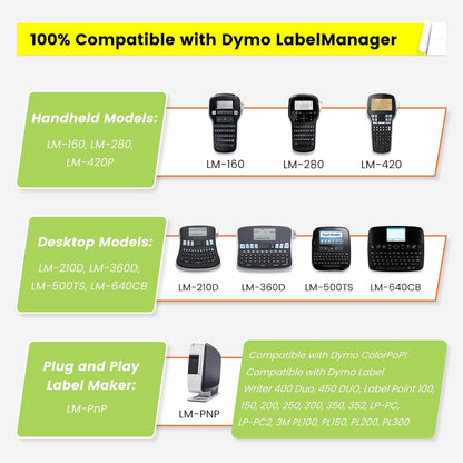 3-Pack Label Maker Tape Compatible with DYMO D1 Label Tape 45013 S0720530 Replace for D1 A45013 Refills, Black on White, 1/2 In x 23Ft, for Dymo LabelManager 160 420P 210D 280 360D PnP 220P 260P 500TS