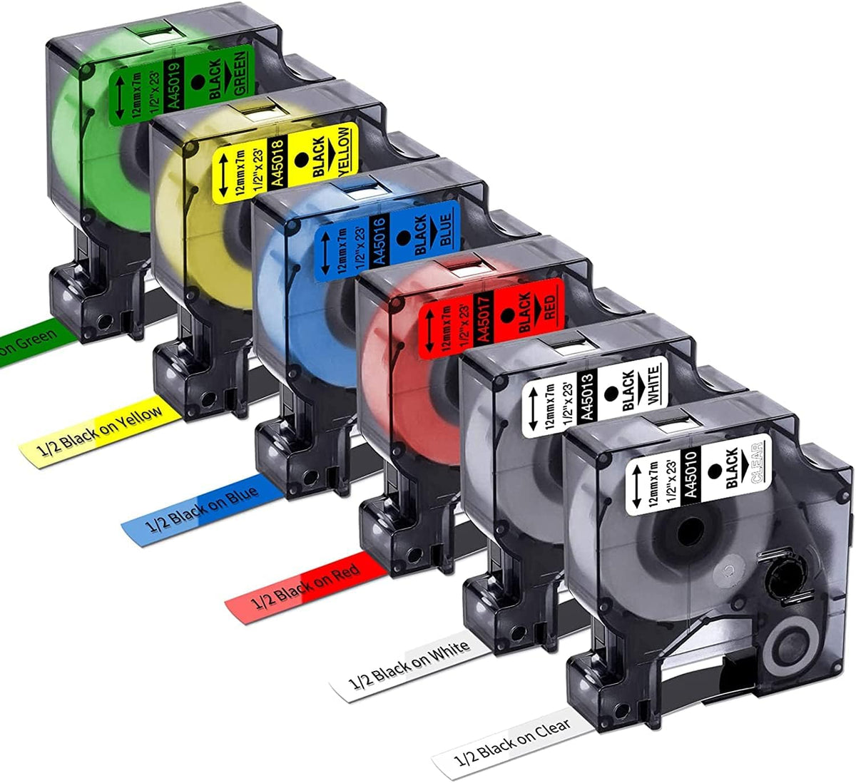 3-Pack Label Maker Tape Compatible with DYMO D1 Label Tape 45013 S0720530 Replace for D1 A45013 Refills, Black on White, 1/2 In x 23Ft, for Dymo LabelManager 160 420P 210D 280 360D PnP 220P 260P 500TS