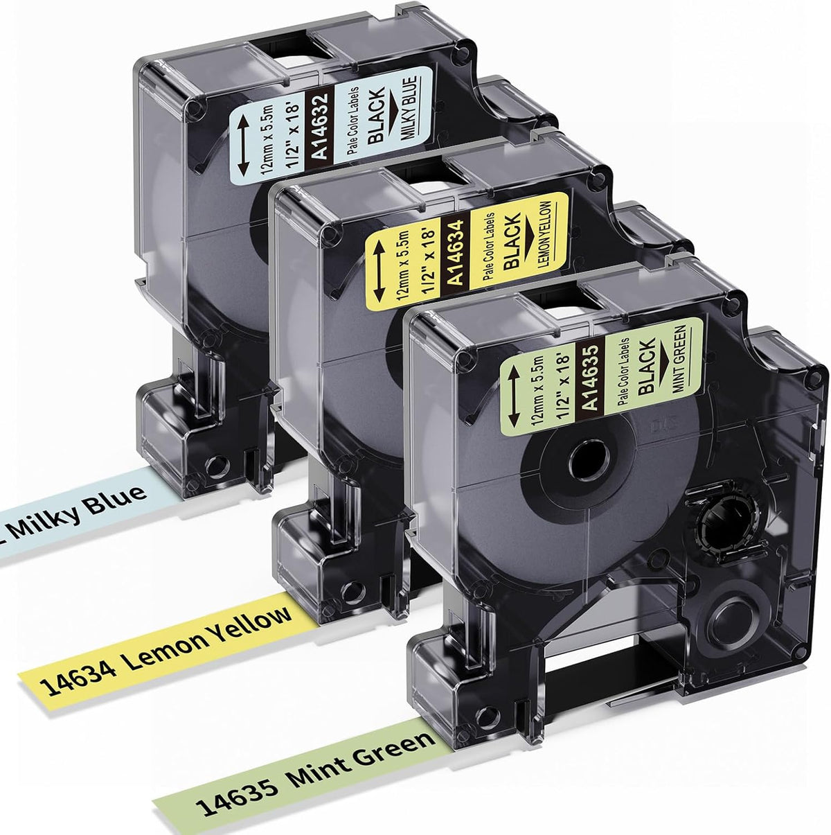 3-Pack Label Maker Tape Compatible with DYMO D1 Label Tape 45013 S0720530 Replace for D1 A45013 Refills, Black on White, 1/2 In x 23Ft, for Dymo LabelManager 160 420P 210D 280 360D PnP 220P 260P 500TS