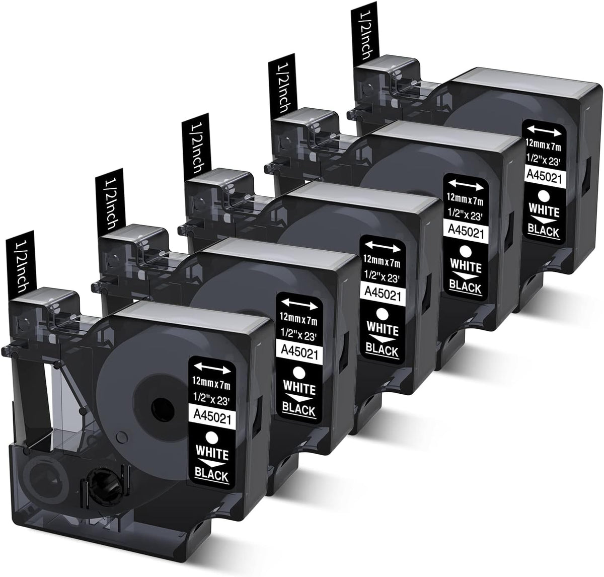 3-Pack Label Maker Tape Compatible with DYMO D1 Label Tape 45013 S0720530 Replace for D1 A45013 Refills, Black on White, 1/2 In x 23Ft, for Dymo LabelManager 160 420P 210D 280 360D PnP 220P 260P 500TS