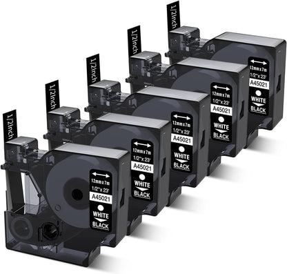 3-Pack Label Maker Tape Compatible with DYMO D1 Label Tape 45013 S0720530 Replace for D1 A45013 Refills, Black on White, 1/2 In x 23Ft, for Dymo LabelManager 160 420P 210D 280 360D PnP 220P 260P 500TS