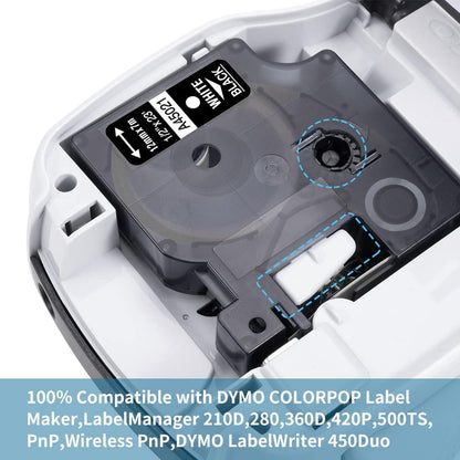 3-Pack Label Maker Tape Compatible with DYMO D1 Label Tape 45013 S0720530 Replace for D1 A45013 Refills, Black on White, 1/2 In x 23Ft, for Dymo LabelManager 160 420P 210D 280 360D PnP 220P 260P 500TS