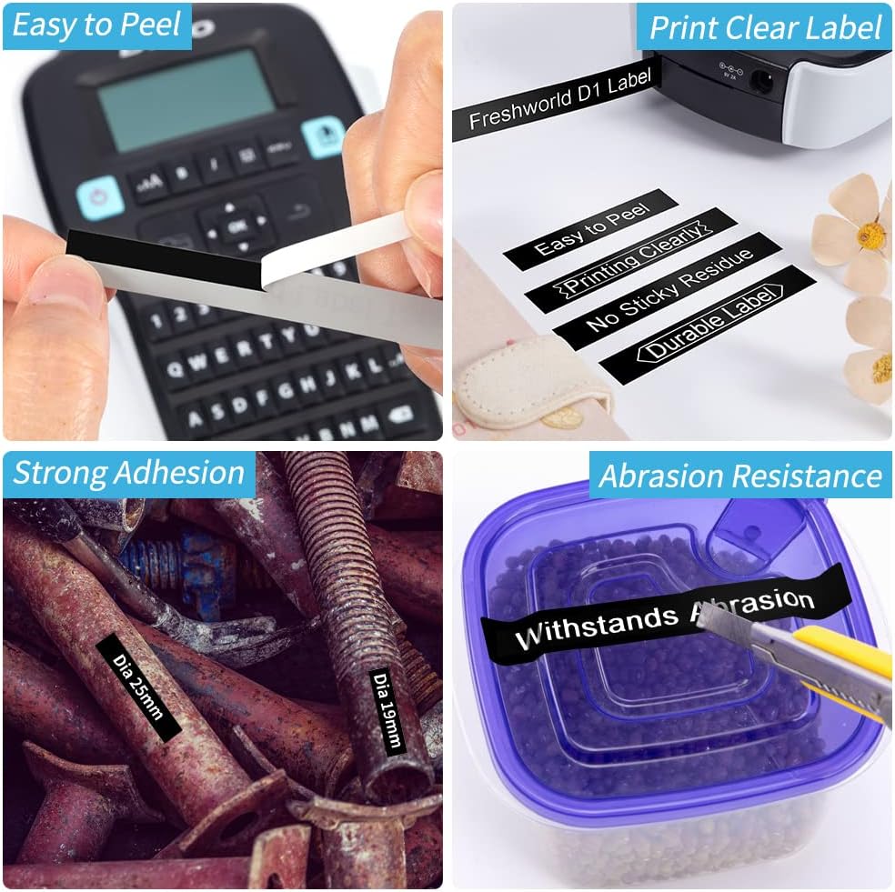 3-Pack Label Maker Tape Compatible with DYMO D1 Label Tape 45013 S0720530 Replace for D1 A45013 Refills, Black on White, 1/2 In x 23Ft, for Dymo LabelManager 160 420P 210D 280 360D PnP 220P 260P 500TS