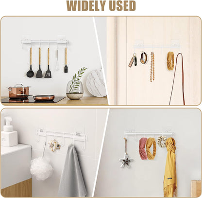 Kitchen Utensil Hanger, Adhesive Utensil Holder, White, 2 Pcs