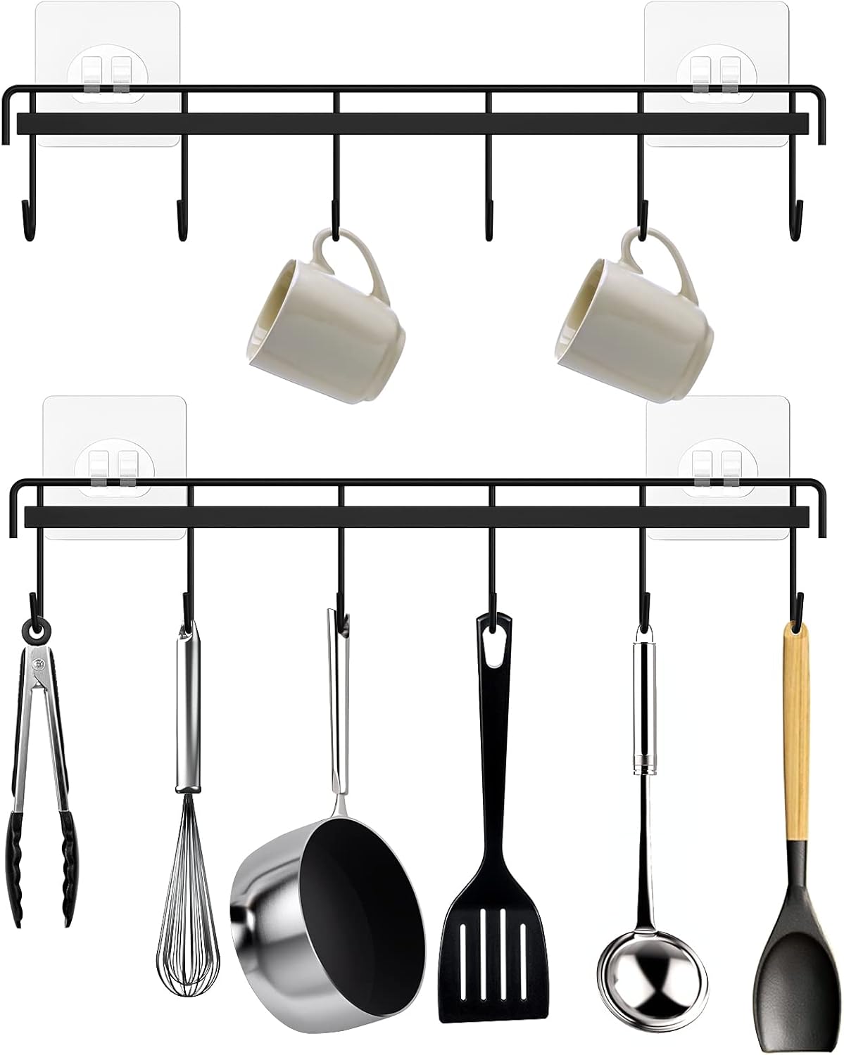 Kitchen Utensil Hanger, Adhesive Utensil Holder, White, 2 Pcs