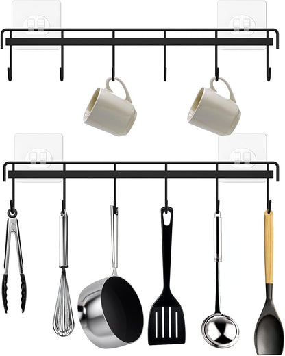 Kitchen Utensil Hanger, Adhesive Utensil Holder, White, 2 Pcs