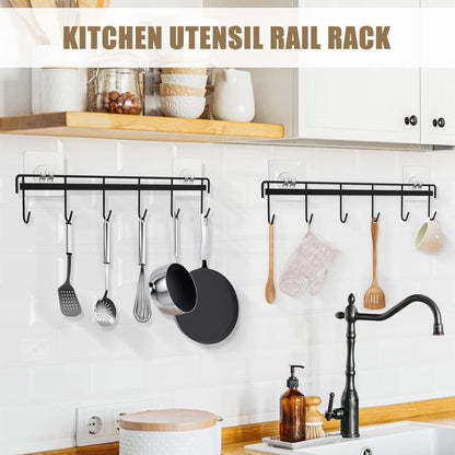 Kitchen Utensil Hanger, Adhesive Utensil Holder, White, 2 Pcs