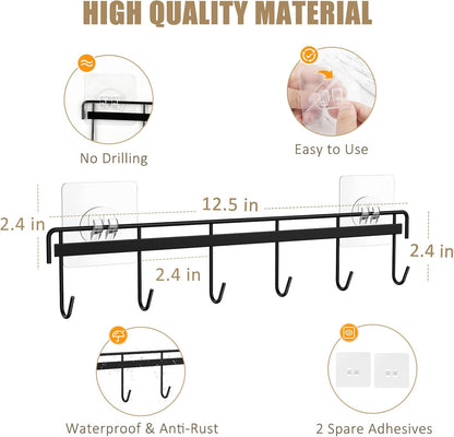 Kitchen Utensil Hanger, Adhesive Utensil Holder, White, 2 Pcs
