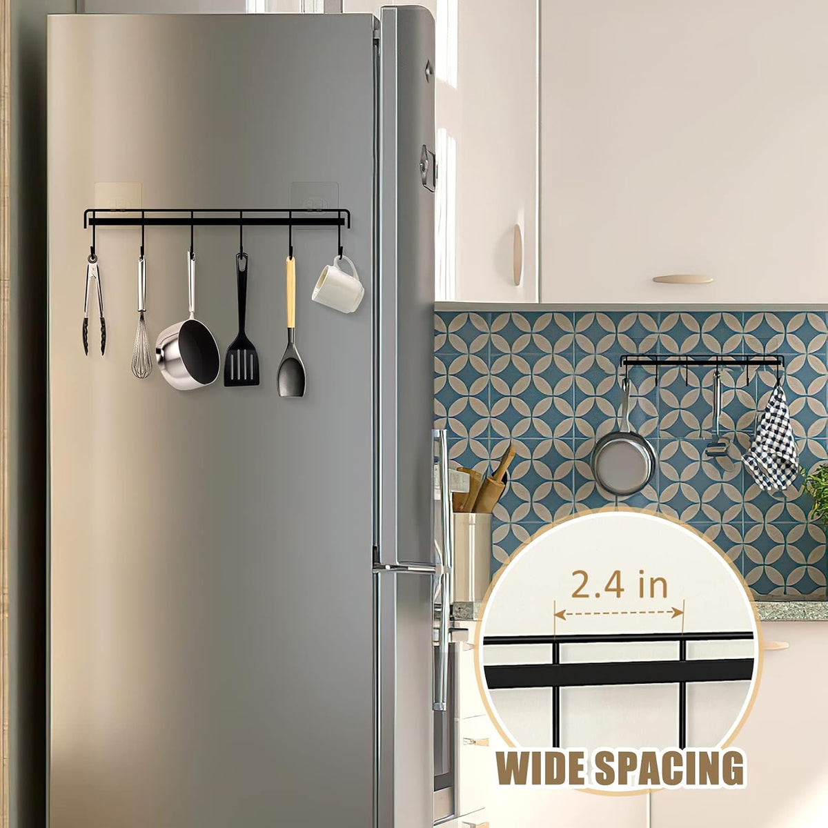 Kitchen Utensil Hanger, Adhesive Utensil Holder, White, 2 Pcs