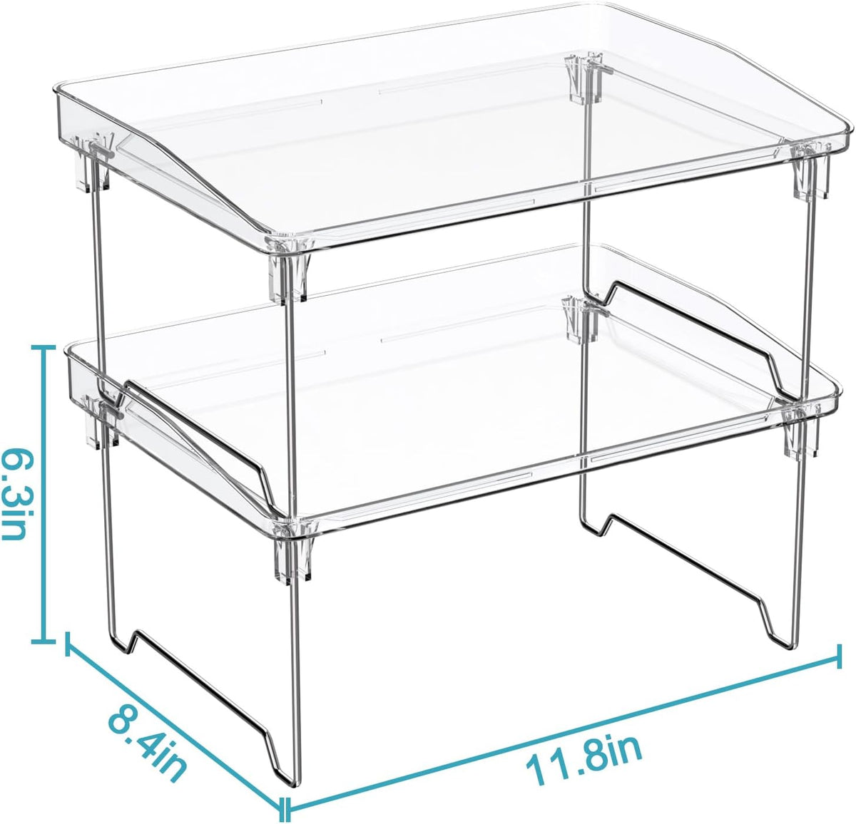 2 Pcs Cabinet Organizer Shelf, Stackable Kitchen Counter Shelves, Spice Rack,Countertop Organizers, Clear Plastic Storage Shelves Rack for Makeup,Bathroom,Cupboard,Desk,Pantry Organization