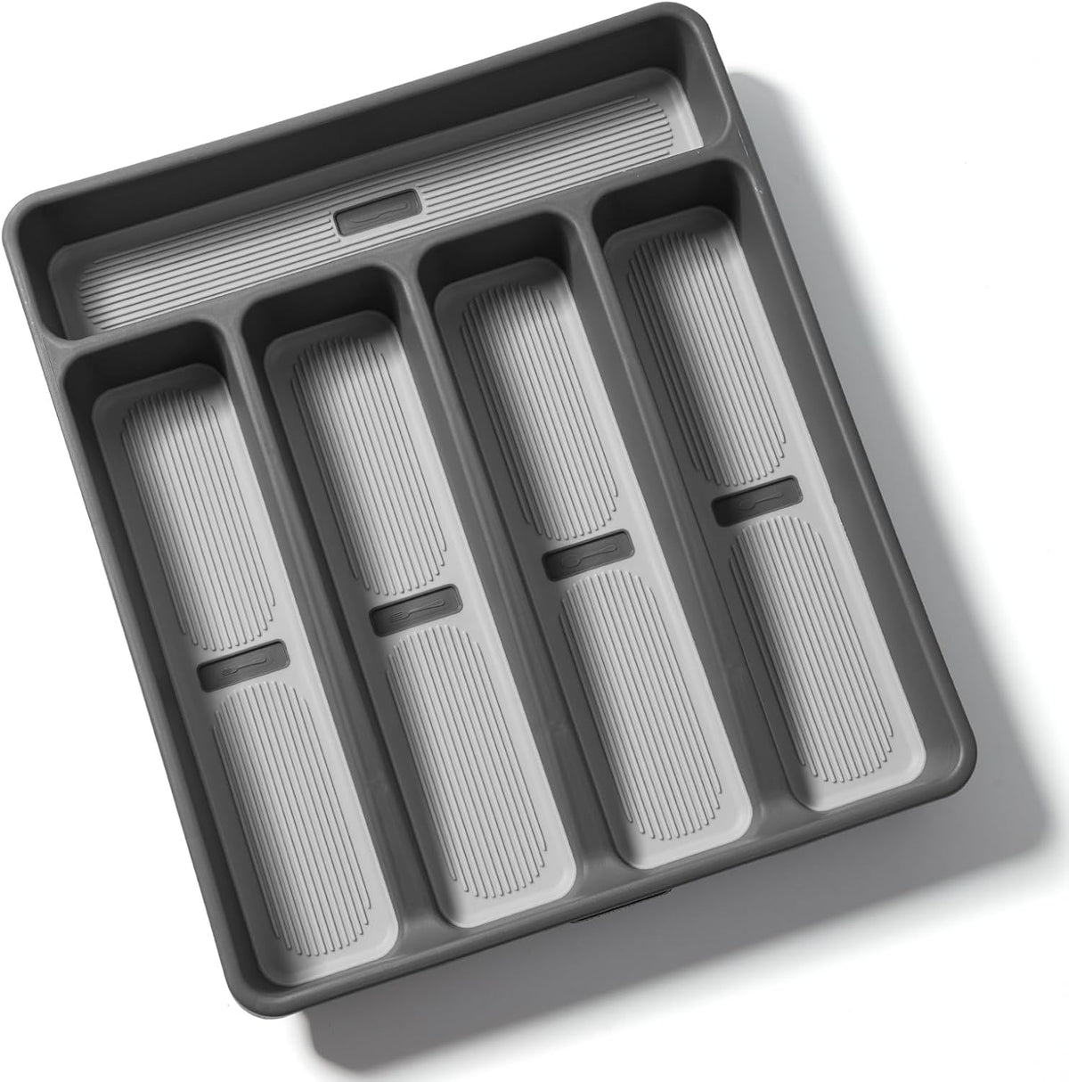 5-Compartment Silverware Organizer Tray with Icons for Kitchen Drawer