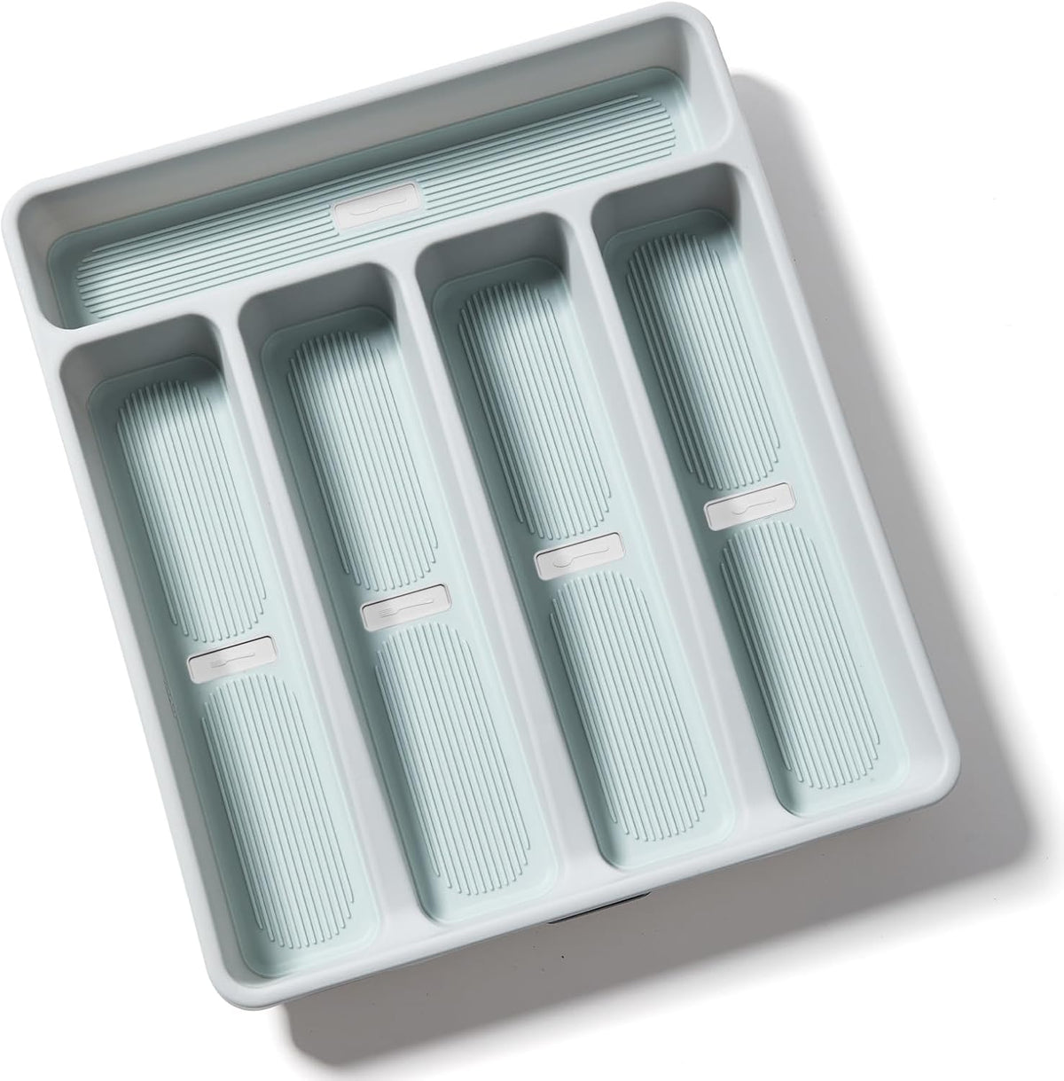 5-Compartment Silverware Organizer Tray with Icons for Kitchen Drawer