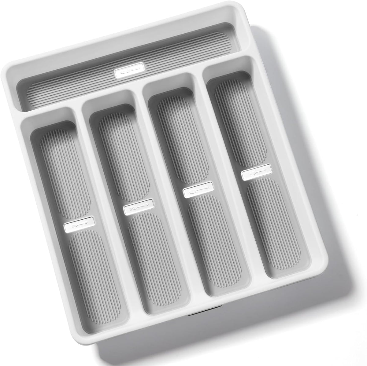 5-Compartment Silverware Organizer Tray with Icons for Kitchen Drawer