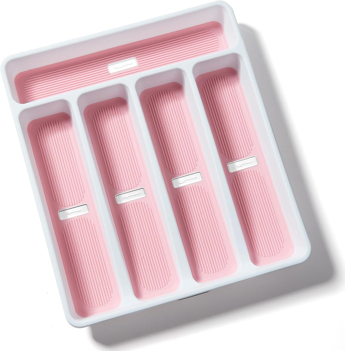 5-Compartment Silverware Organizer Tray with Icons for Kitchen Drawer