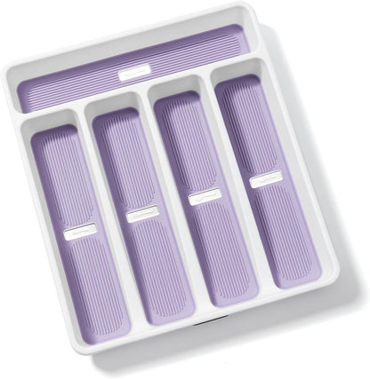 5-Compartment Silverware Organizer Tray with Icons for Kitchen Drawer