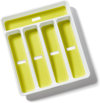5-Compartment Silverware Organizer Tray with Icons for Kitchen Drawer