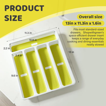5-Compartment Silverware Organizer Tray with Icons for Kitchen Drawer