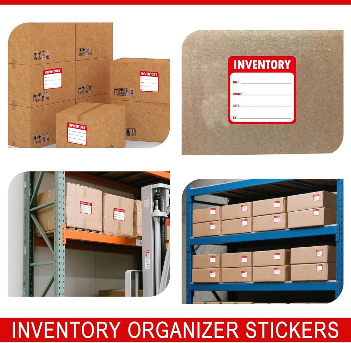 Inventory Control Labels 2x2 Inch Red Fluorescent Stickers for Warehouse