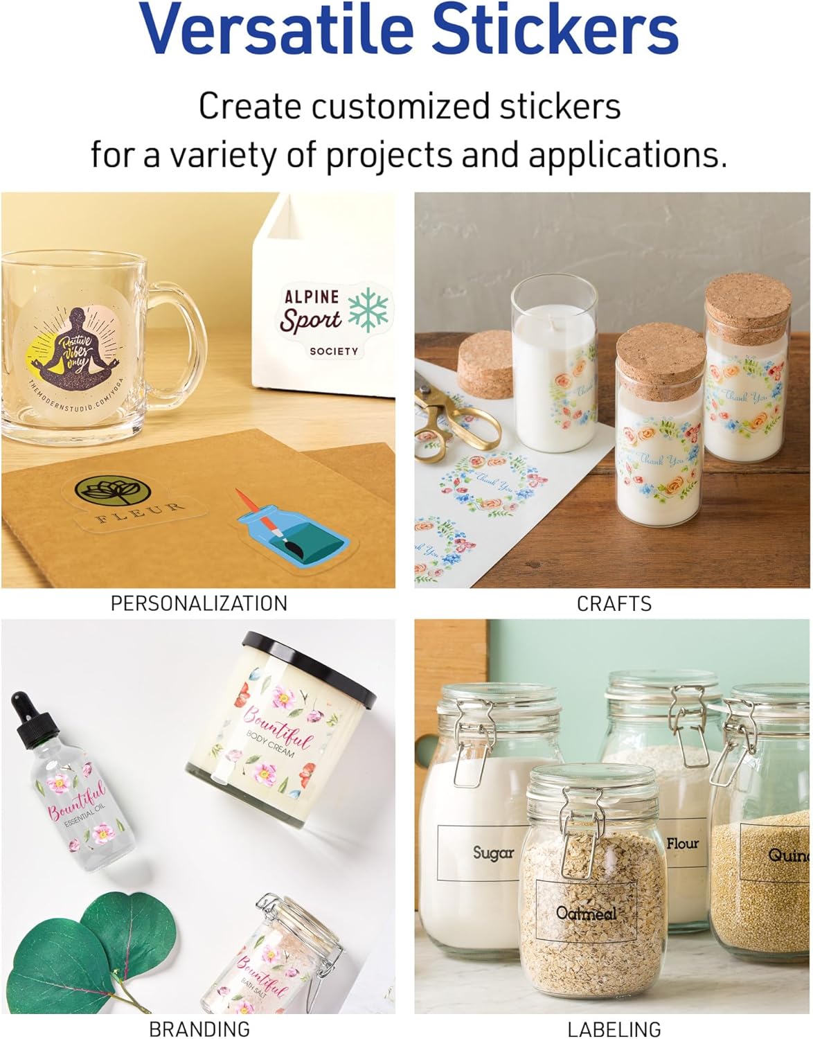 Printable Sticker Paper, 8.5" x 11", Glossy Clear, Permanent Adhesive, Laser/Inkjet Compatible, 7 Full-Size Label Sheets, Great for Product Branding, Cute Stickers, Custom Signs, and More (4397)