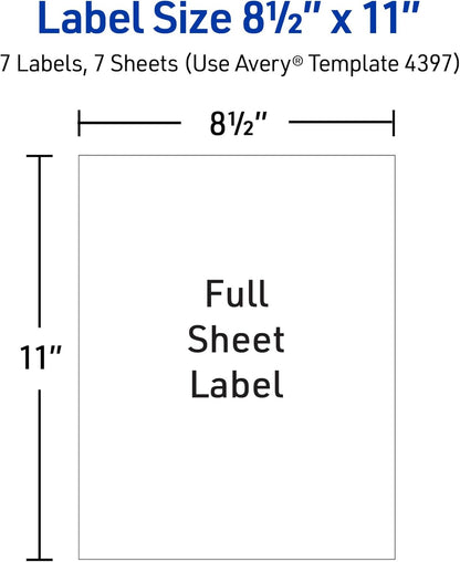 Printable Sticker Paper, 8.5" x 11", Glossy Clear, Permanent Adhesive, Laser/Inkjet Compatible, 7 Full-Size Label Sheets, Great for Product Branding, Cute Stickers, Custom Signs, and More (4397)