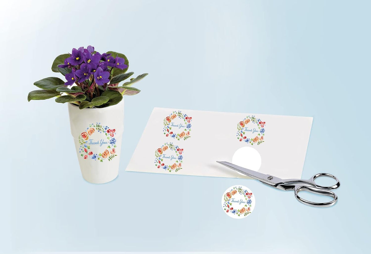 Printable Sticker Paper, 8.5" x 11", Glossy Clear, Permanent Adhesive, Laser/Inkjet Compatible, 7 Full-Size Label Sheets, Great for Product Branding, Cute Stickers, Custom Signs, and More (4397)