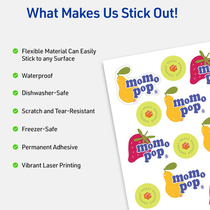 Printable Sticker Paper, 8.5" x 11", Glossy Clear, Permanent Adhesive, Laser/Inkjet Compatible, 7 Full-Size Label Sheets, Great for Product Branding, Cute Stickers, Custom Signs, and More (4397)