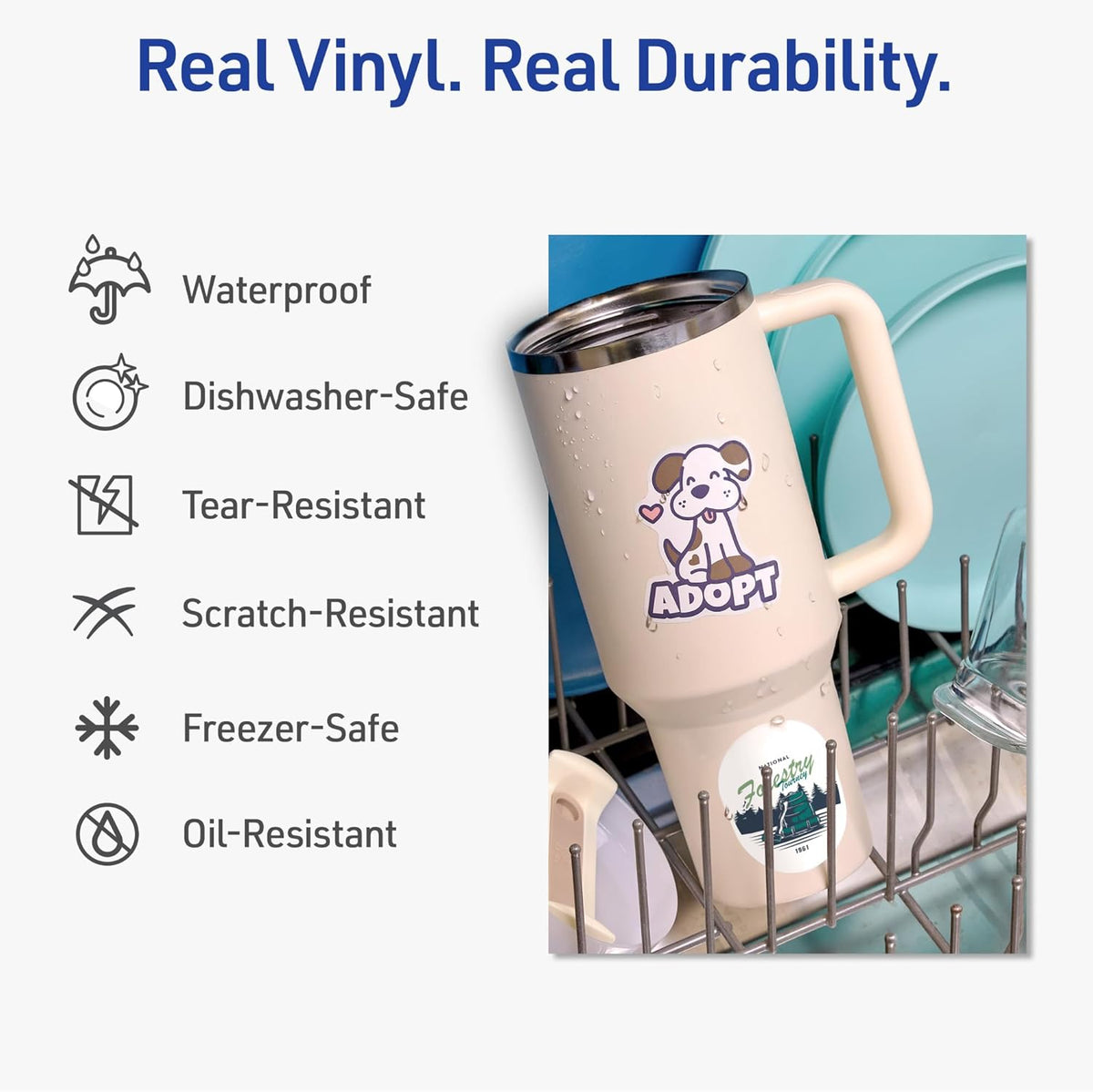 Printable Sticker Paper, 8.5" x 11", Glossy Clear, Permanent Adhesive, Laser/Inkjet Compatible, 7 Full-Size Label Sheets, Great for Product Branding, Cute Stickers, Custom Signs, and More (4397)