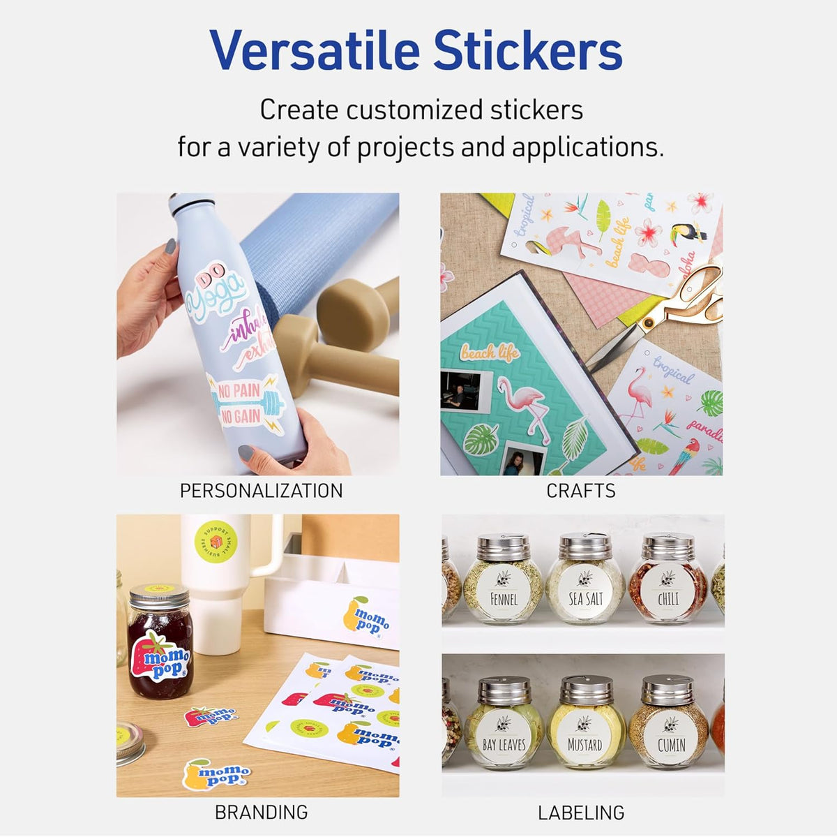 Printable Sticker Paper, 8.5" x 11", Glossy Clear, Permanent Adhesive, Laser/Inkjet Compatible, 7 Full-Size Label Sheets, Great for Product Branding, Cute Stickers, Custom Signs, and More (4397)