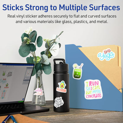 Printable Sticker Paper, 8.5" x 11", Glossy Clear, Permanent Adhesive, Laser/Inkjet Compatible, 7 Full-Size Label Sheets, Great for Product Branding, Cute Stickers, Custom Signs, and More (4397)
