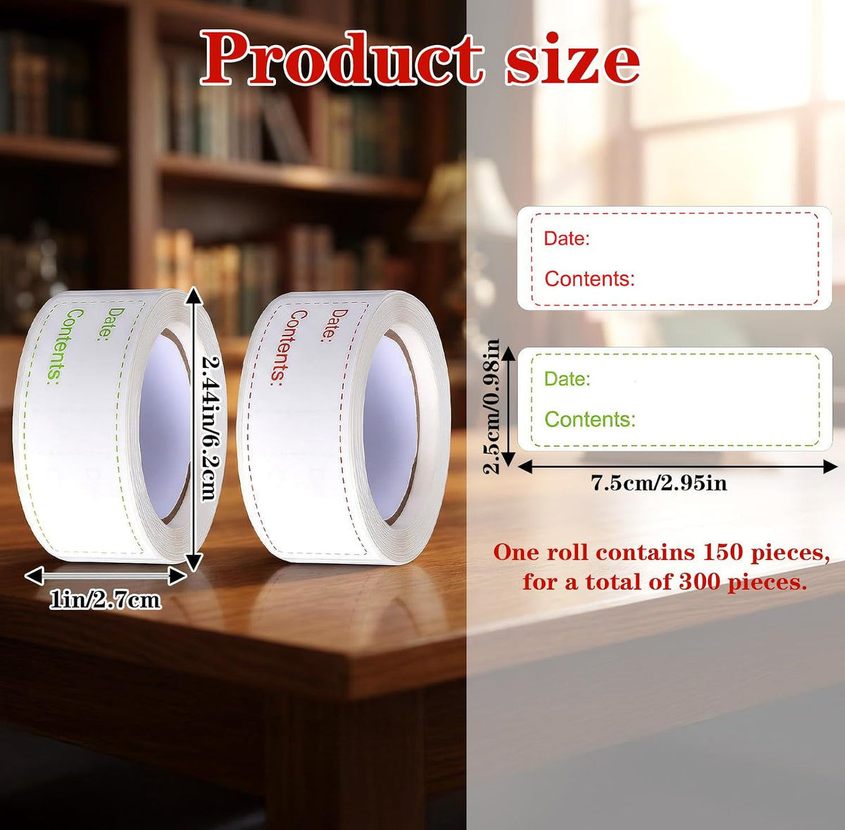 300 Pcs Removable Freezer Labels 1 x 3 Inch Waterproof Food Storage Containers Stickers Refrigerator Paper Date Tape Oil Resistant No-Residue for Kitchen Meal Prep Pantry Organization
