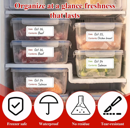 300 Pcs Removable Freezer Labels 1 x 3 Inch Waterproof Food Storage Containers Stickers Refrigerator Paper Date Tape Oil Resistant No-Residue for Kitchen Meal Prep Pantry Organization