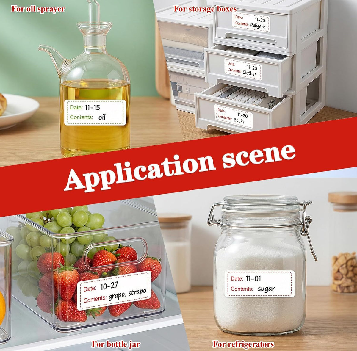 300 Pcs Removable Freezer Labels 1 x 3 Inch Waterproof Food Storage Containers Stickers Refrigerator Paper Date Tape Oil Resistant No-Residue for Kitchen Meal Prep Pantry Organization