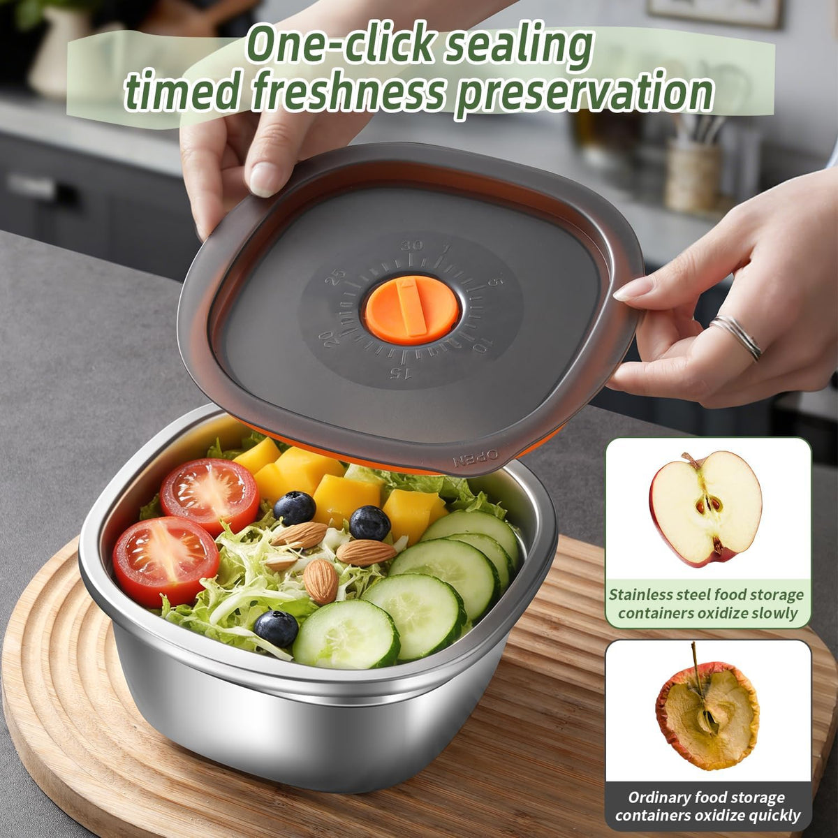 3-Pack 50 oz Large Stainless Steel Salad Bowl To Go for Lunch | Salad Containers with Airtight Lid & Dressing Cups, Portable Metal Salad Bowls for Lunch, Travel, Meal Prep, Food Storage
