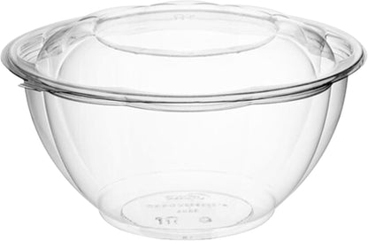Clear 32 Ounce Plastic Salad Bowls with Snap-On Lids. Pack 50. Airtight Disposable Salad Containers for Lunch, Meal Prep, Parties. Ideal as Disposable Salad Bowls with Lids