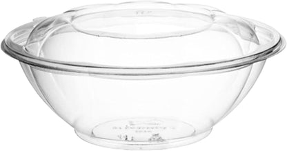 Clear 32 Ounce Plastic Salad Bowls with Snap-On Lids. Pack 50. Airtight Disposable Salad Containers for Lunch, Meal Prep, Parties. Ideal as Disposable Salad Bowls with Lids