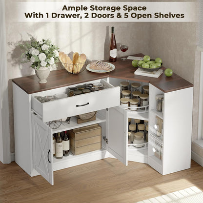 Corner Cabinet w/Charging Station, Kitchen Pantry w/Lazy Susan Turntable