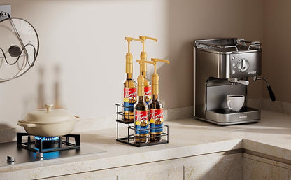 12 Bottle Capacity Coffee Syrup Organizer 3 Tier Coffee Syrup Stand Shelf for Coffee Bar Kitchen Small Wine Rack for Bar Family Storage for Syrup Wine Dressing