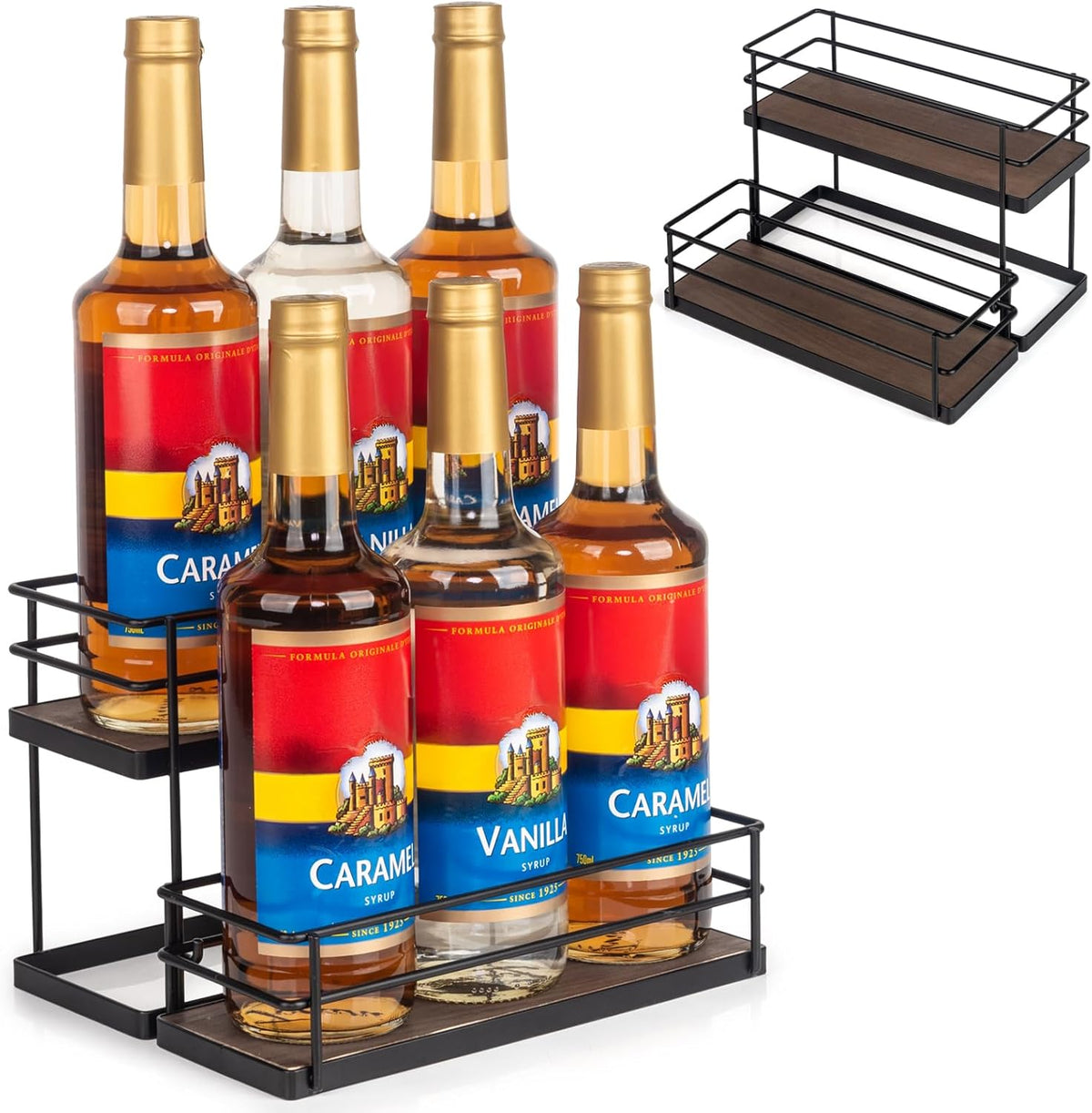 12 Bottle Capacity Coffee Syrup Organizer 3 Tier Coffee Syrup Stand Shelf for Coffee Bar Kitchen Small Wine Rack for Bar Family Storage for Syrup Wine Dressing