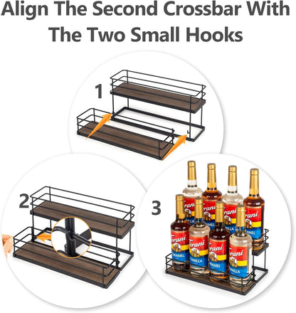 12 Bottle Capacity Coffee Syrup Organizer 3 Tier Coffee Syrup Stand Shelf for Coffee Bar Kitchen Small Wine Rack for Bar Family Storage for Syrup Wine Dressing