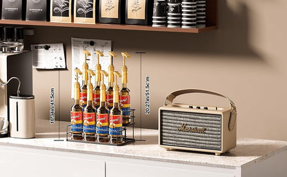 12 Bottle Capacity Coffee Syrup Organizer 3 Tier Coffee Syrup Stand Shelf for Coffee Bar Kitchen Small Wine Rack for Bar Family Storage for Syrup Wine Dressing