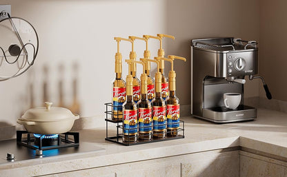 12 Bottle Capacity Coffee Syrup Organizer 3 Tier Coffee Syrup Stand Shelf for Coffee Bar Kitchen Small Wine Rack for Bar Family Storage for Syrup Wine Dressing