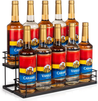 12 Bottle Capacity Coffee Syrup Organizer 3 Tier Coffee Syrup Stand Shelf for Coffee Bar Kitchen Small Wine Rack for Bar Family Storage for Syrup Wine Dressing