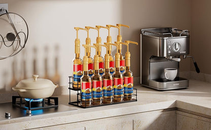 12 Bottle Capacity Coffee Syrup Organizer 3 Tier Coffee Syrup Stand Shelf for Coffee Bar Kitchen Small Wine Rack for Bar Family Storage for Syrup Wine Dressing